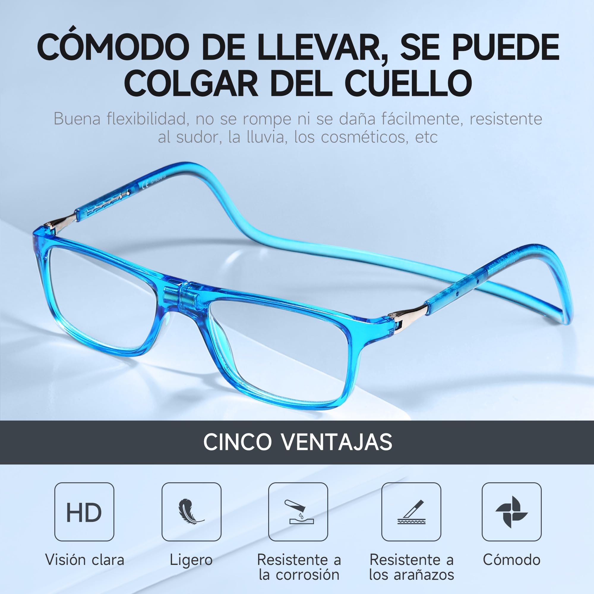 NEW VISION Gafas Presbicia Hombre 5 Pack, Gafas de Presbicia Cierre Imán, Longitud Ajustable, Gafas De Lectura para Hombre y Mujer, NV2904 (5COLORI, 2, X)
