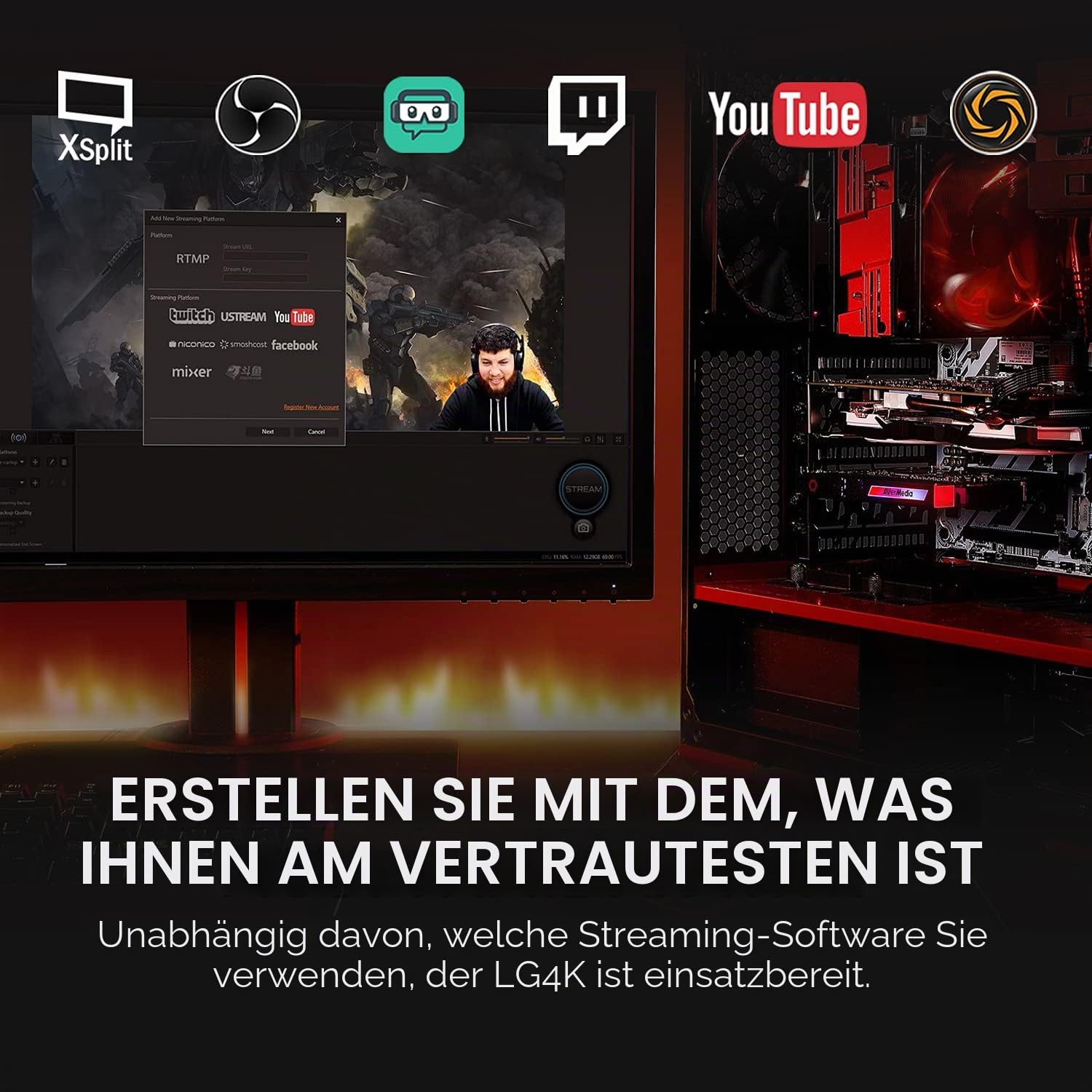AVerMedia PCIe Capture Card, 4K60 HDR Passthrough, Geringe Latenz, 4K Capture Card für Streaming auf PS5/Pro, Xbox Series X/S, PC, Game Capture mit OBS, YT, Twitch für Windows - GC573 Live Gamer 4K