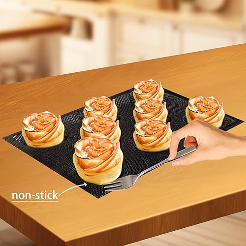 Miniatura 65 de Pan para hornear pan de hamburguesa Eclair perforado hojas de disco redondo de malla de silicona molde de 8 pan forma de círculo cónico
