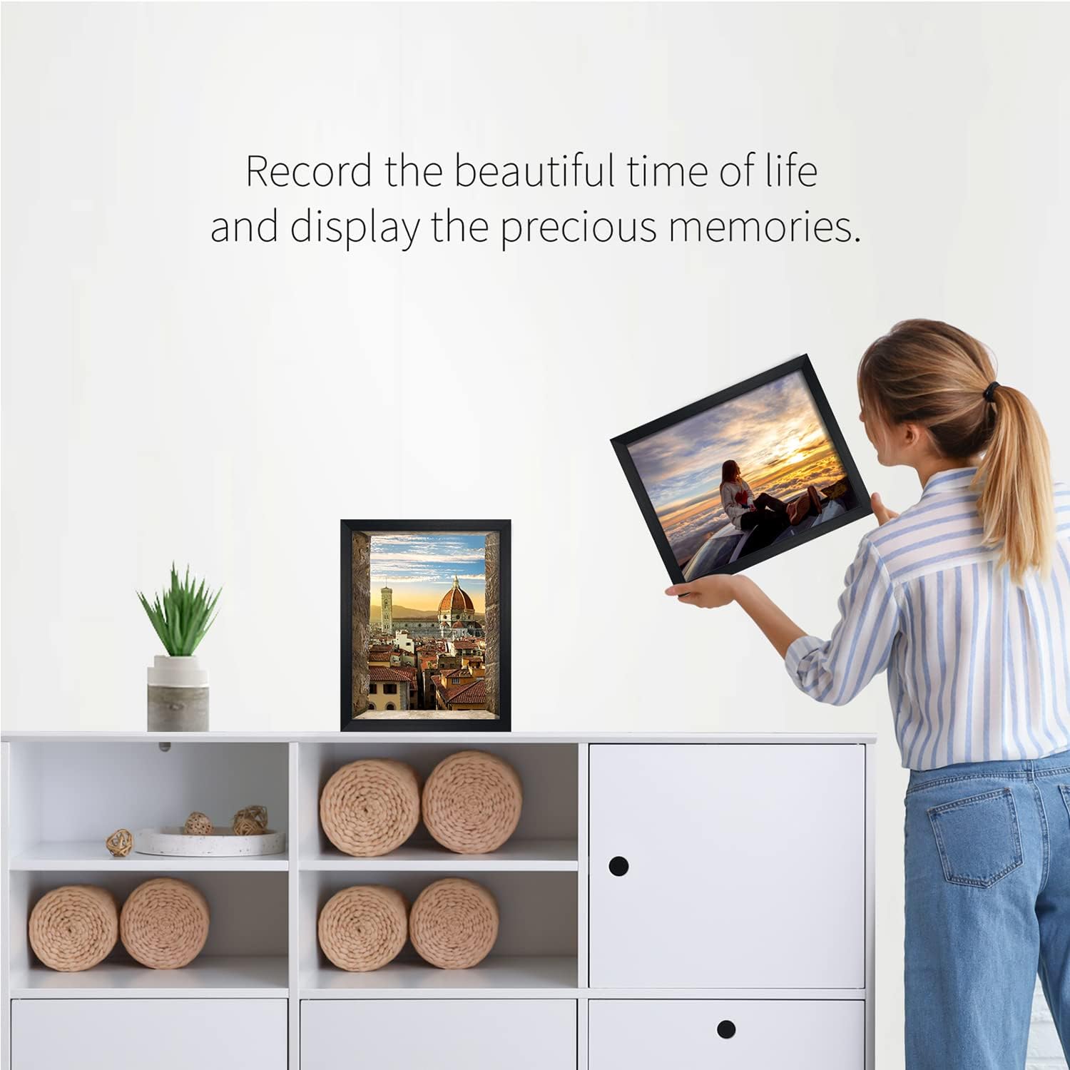 Giftgarden 5x7 Picture Frame Set of 8, 6x8 Matted to Display 5 by 7 Photo with Mat or 6 by 8 Without Mat for Wall or Tabletop, Black