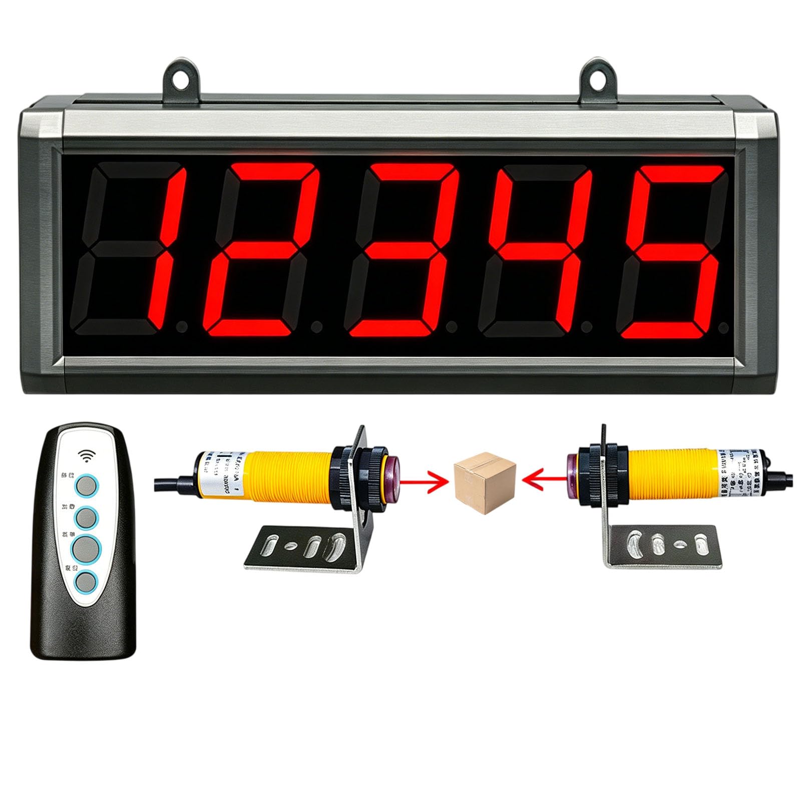 Enpvneer Large Digital Counter, Digital LED Counter Count Up To 99999, Sensor Distance 0-16.4FT, Power-Off Memory Function, For Conveyor Belts Automatic Counting