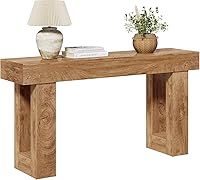 LITTLETREE 63 Inch Oak Console Table for Entryway, Hallway, Behind Couch - Industrial Farmhouse Sofa Table, Sturdy Wood Finish