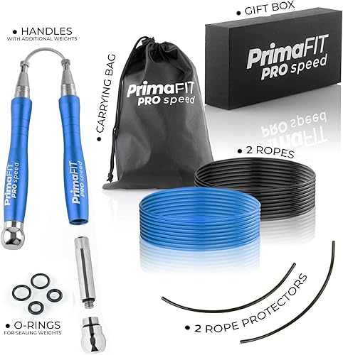Miniatura 7 de PrimaFIT Jump Rope Pro Speed Skipping Rope Adjustable Adult Jumping Rope Weighted Aluminium Handles for Double Dutch Boxing Workout Crossfit