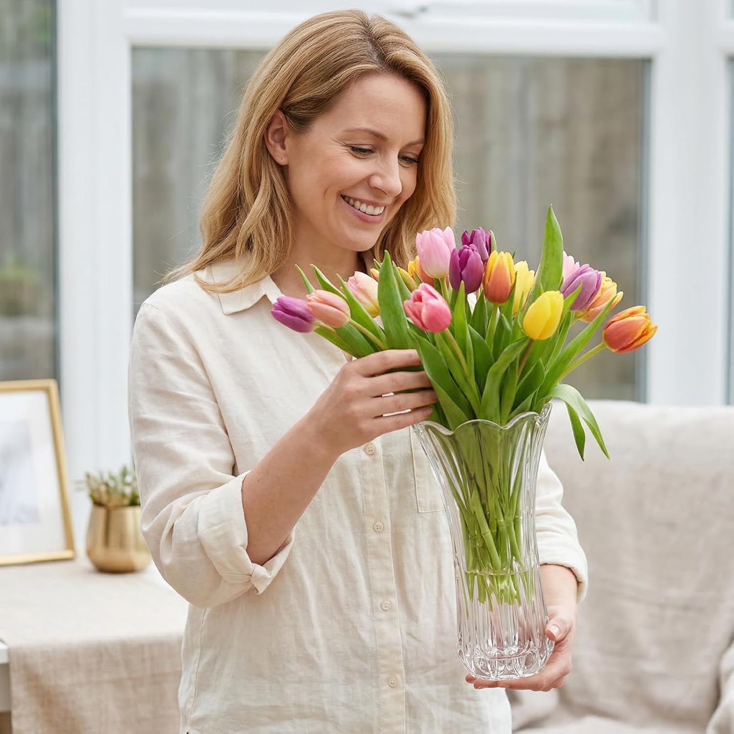 Pumtus 2 Pack Glass Flower Vases, 9.5 Inch Thickened Clear Phoenix Tail Vase, Decorative Modern Plant Vase for Centerpieces, Home Decor, Wedding, Party, Office