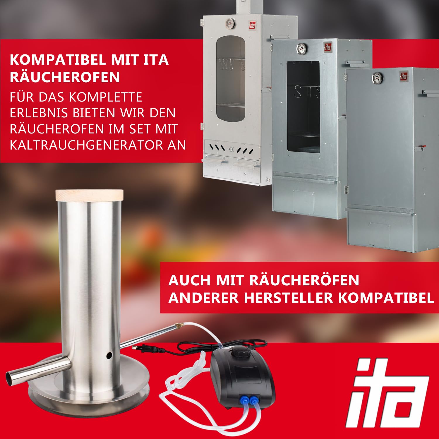 ITA Premium Kaltrauchgenerator aus Edelstahl - Raucherzeuger für Räucheröfen Smoker - Rauchgenerator zum Kalträuchern von Fisch, Fleisch, Käse