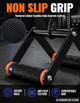 Fitarc Double D Row Handle Cable Attachment for Gym & Home Workouts, V Bar Cable Attachment with Non-Slip Grips, Orange
