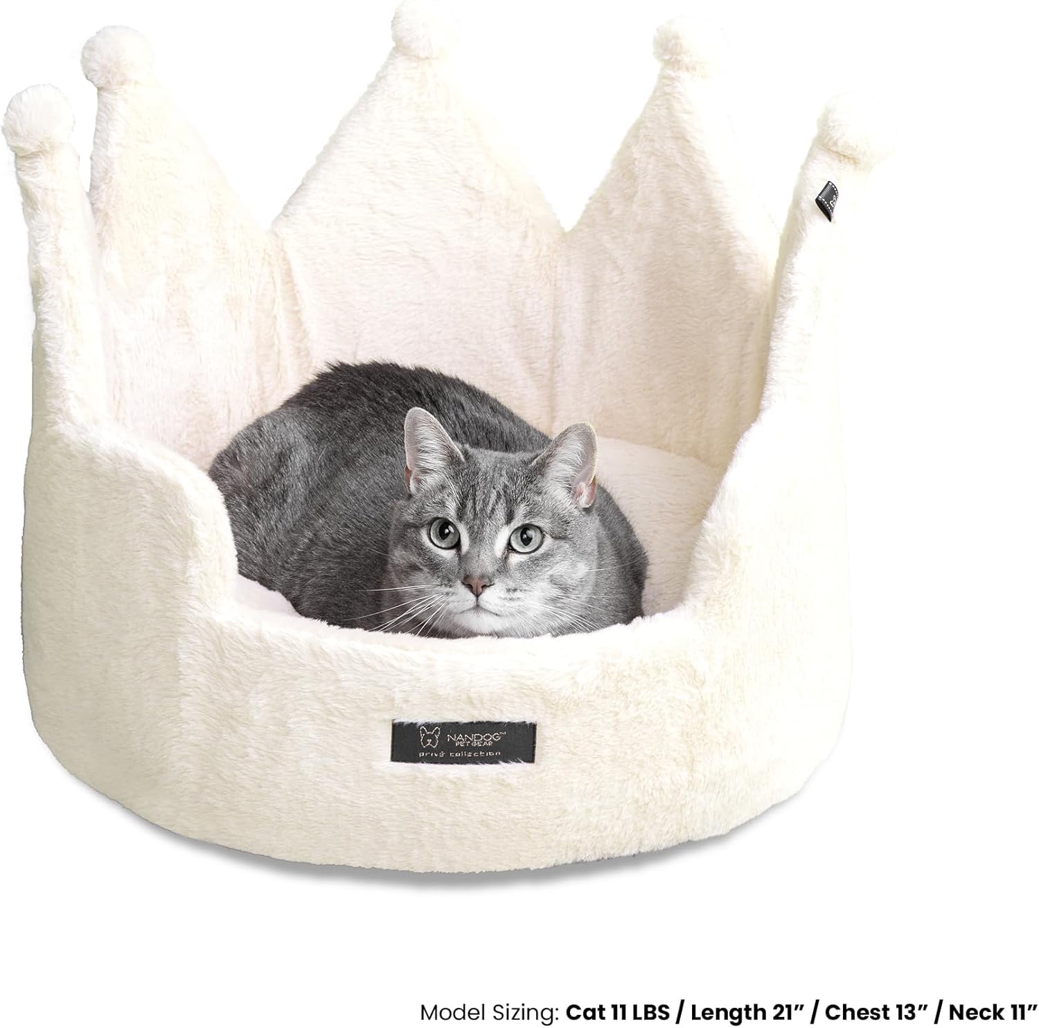 review NANDOG Pet Gear Crown Cozy Round Dog and Cat Bed Collection Washable Indoor Pet Bed for Small Breeds -Soft Bed Fits in Crate or Kennel - Made of Ultra Soft Micro-Plush Material (Royal Ivory Prive 18
