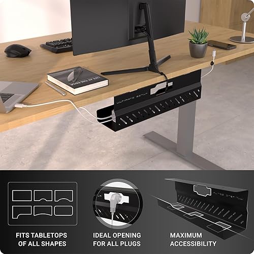 Miniatura 2 de Bandeja de organización de cables para debajo del escritorio, sin taladro, organización de cables, organizador de cables, gran capacidad de carga,