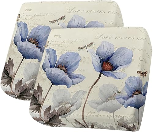 Fundas de cojín para sofá, fundas elásticas para sofá, diseño retro de flores azules, florales, mariposas, libélula estilo campestre, fundas