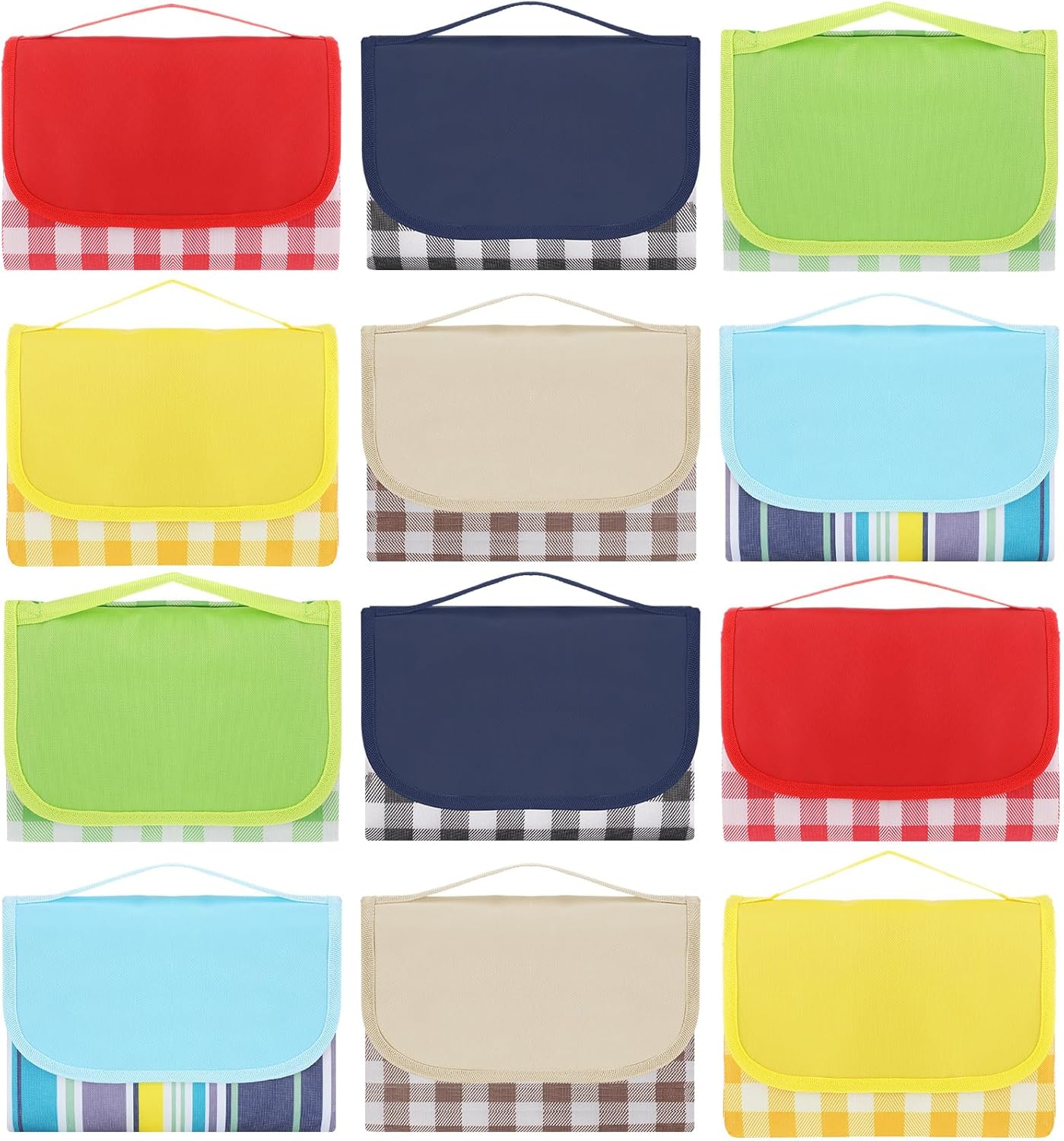 Shellwei 12 Pack Extra Large Picnic Outdoor Blanket, 79 x 59'' Colorful