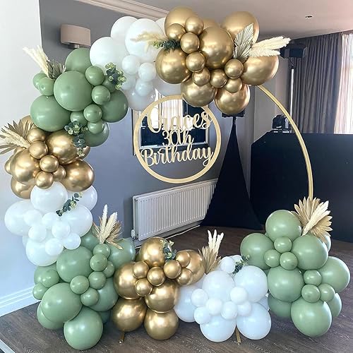 Miniatura 6 de Kit de arco de guirnalda de globos de color blanco, verde y dorado, globos de látex metálico de confeti para niños, cumpleaños, baby shower, fiesta,