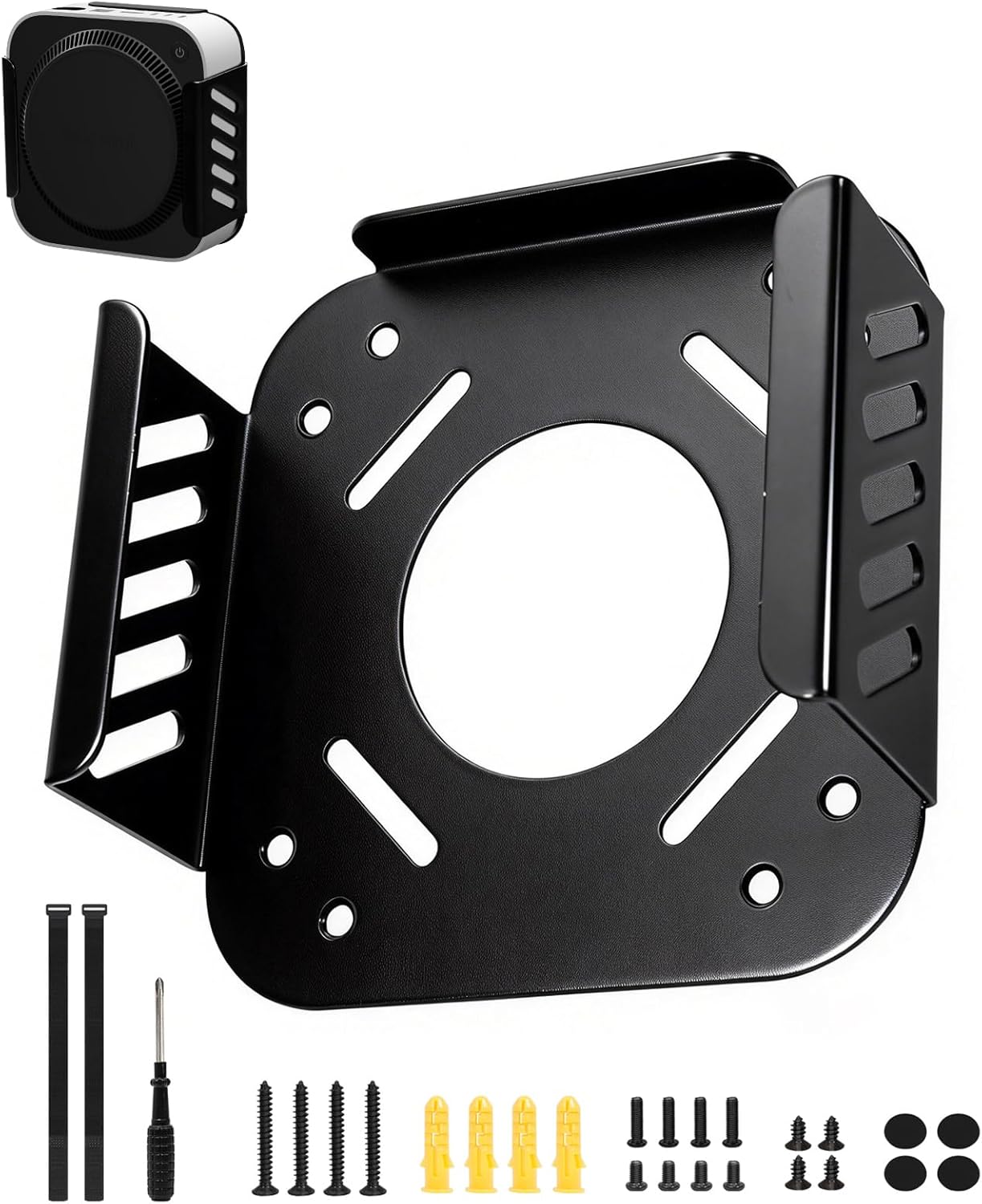 Metal Mac mini PC Mount Compatible with 2024 Mac mini M4/M4ProMount VESAMount, Under DeskMount and WallMount,macmini m4 Stand with Heat Dissipation Design Space Saving Storage Bracket