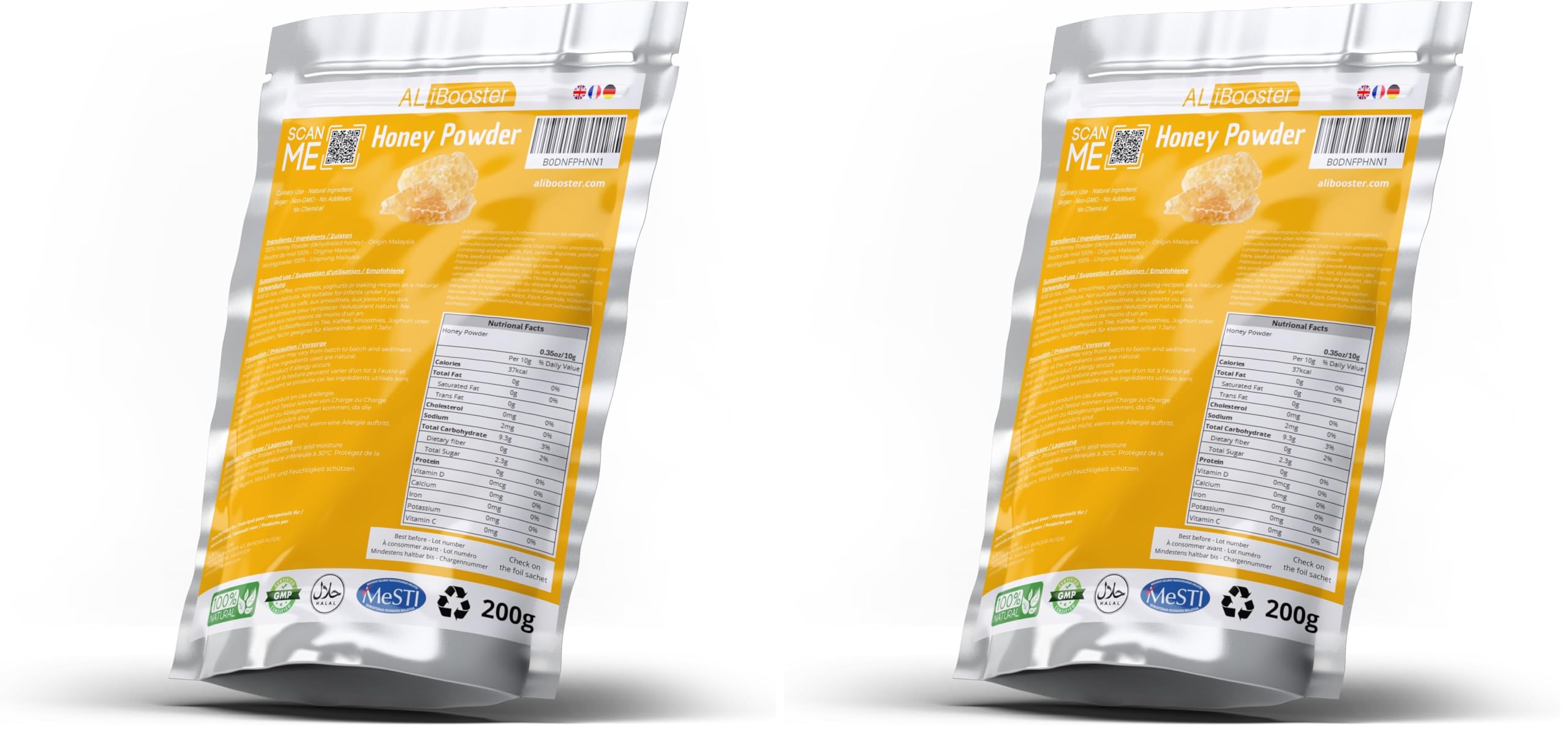 Puderhonig 200g rein 100% natürlich ohne Zusatzstoffe - Für Suppe, Smoothies, Kaffee, Getränke, Backwaren (Packung mit 2)