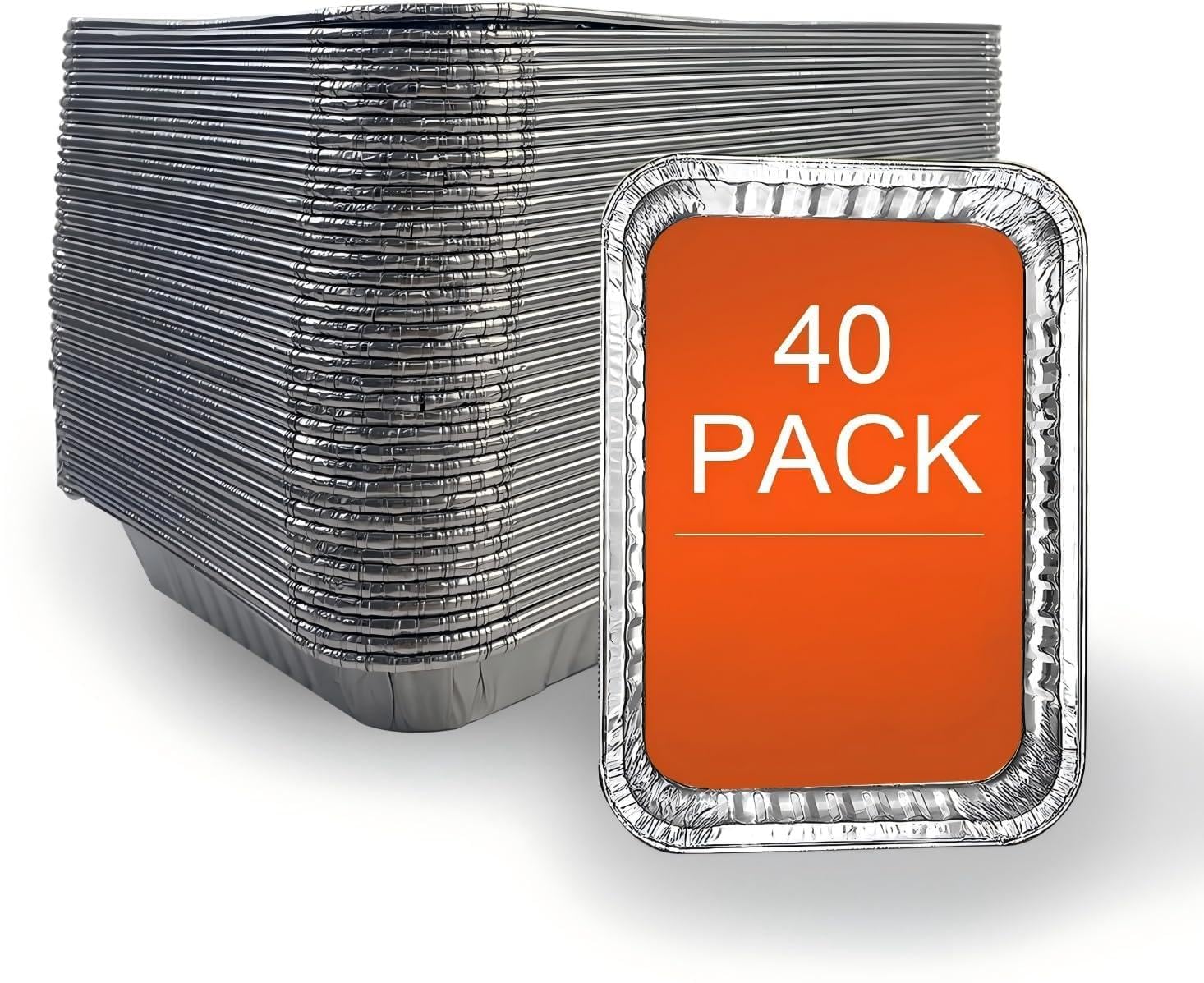 40 pack aluminium drip pans for outdoor grill, disposable BBQ grease tray liners, 8.5 x 6 inch, compatible with Ninja OG701, Weber Spirit, Genesis and Q Series grills