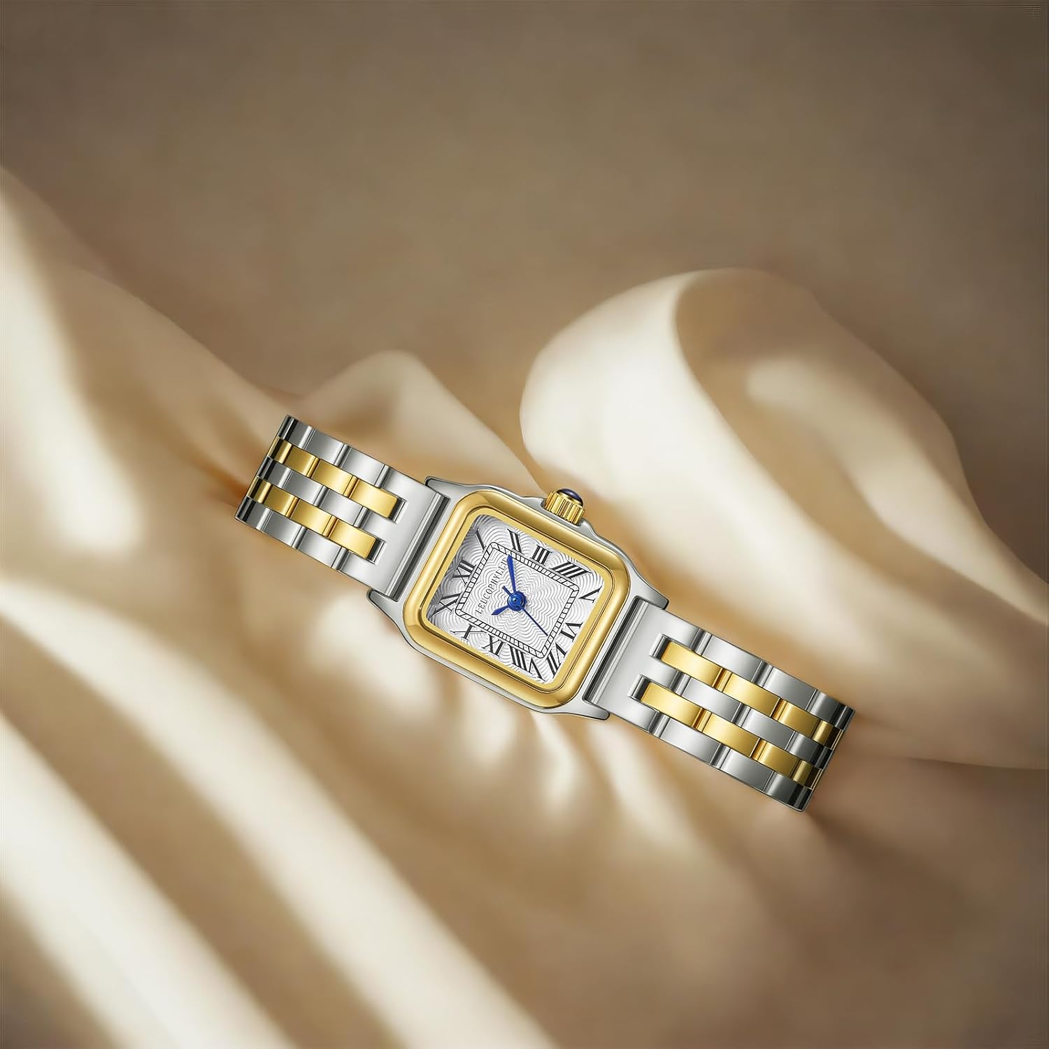 Small Gold Watches for Women with Vintage Rectangular Case, Classic Roman Dial,Stainless Steel Band Water Resistant - Image 8