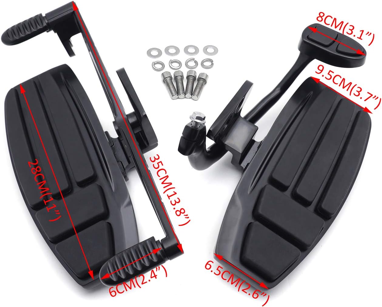 HTTMT- Black Left & Right Driver Foot Board Floorboard Kit Compatible With Goldwing 01-17 GL1800 13-16 F6B 14-15 Valkyrie [P/N: MT216-130+280-019-BK]