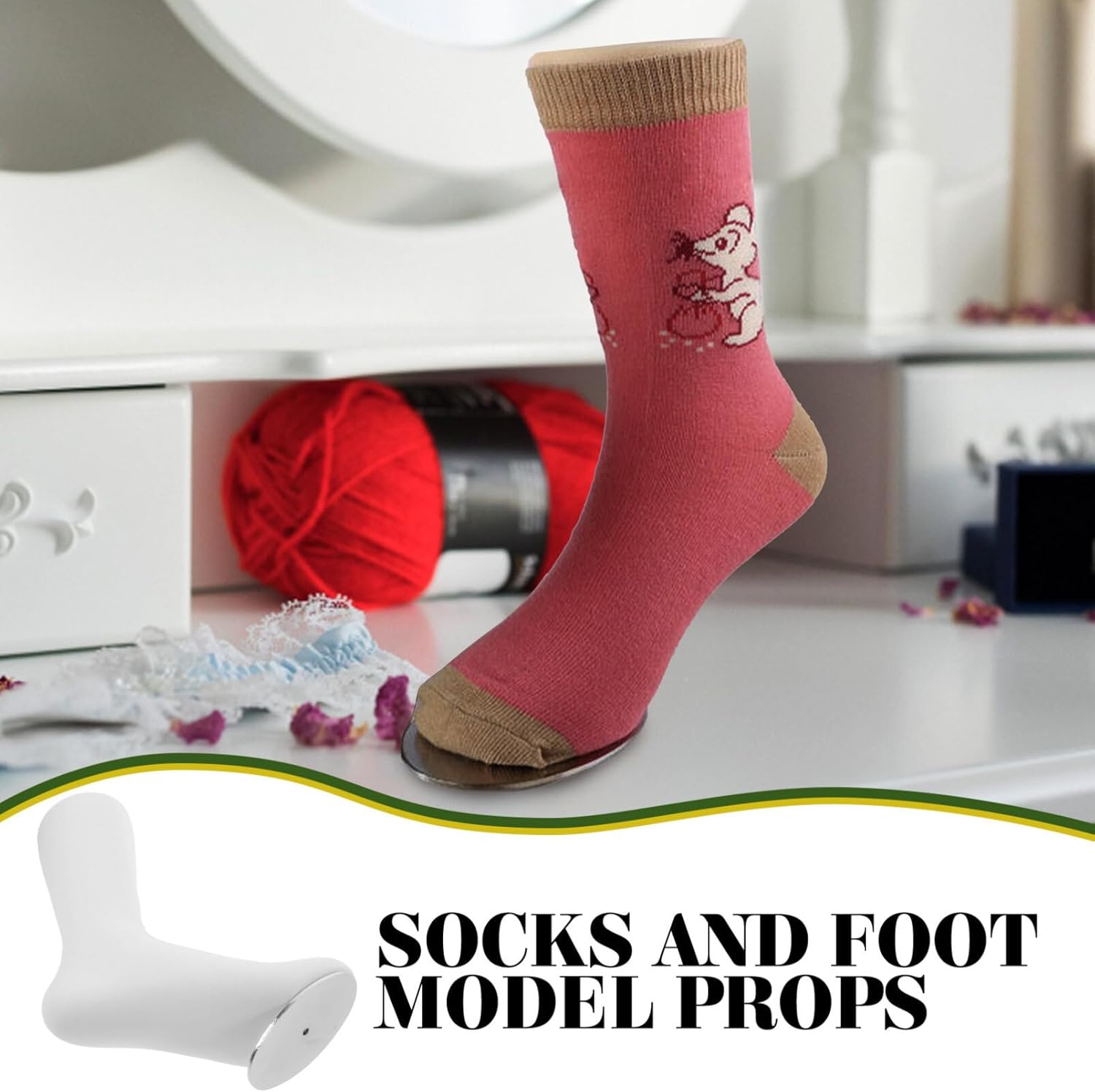 Zerodeko Mannequin Foot Display Ankle Bracelet Sock Model Female Foot Model for Retail Socks Jewelry Display Stand Short Stocking Toe Ring Chain Ankle Shoes White