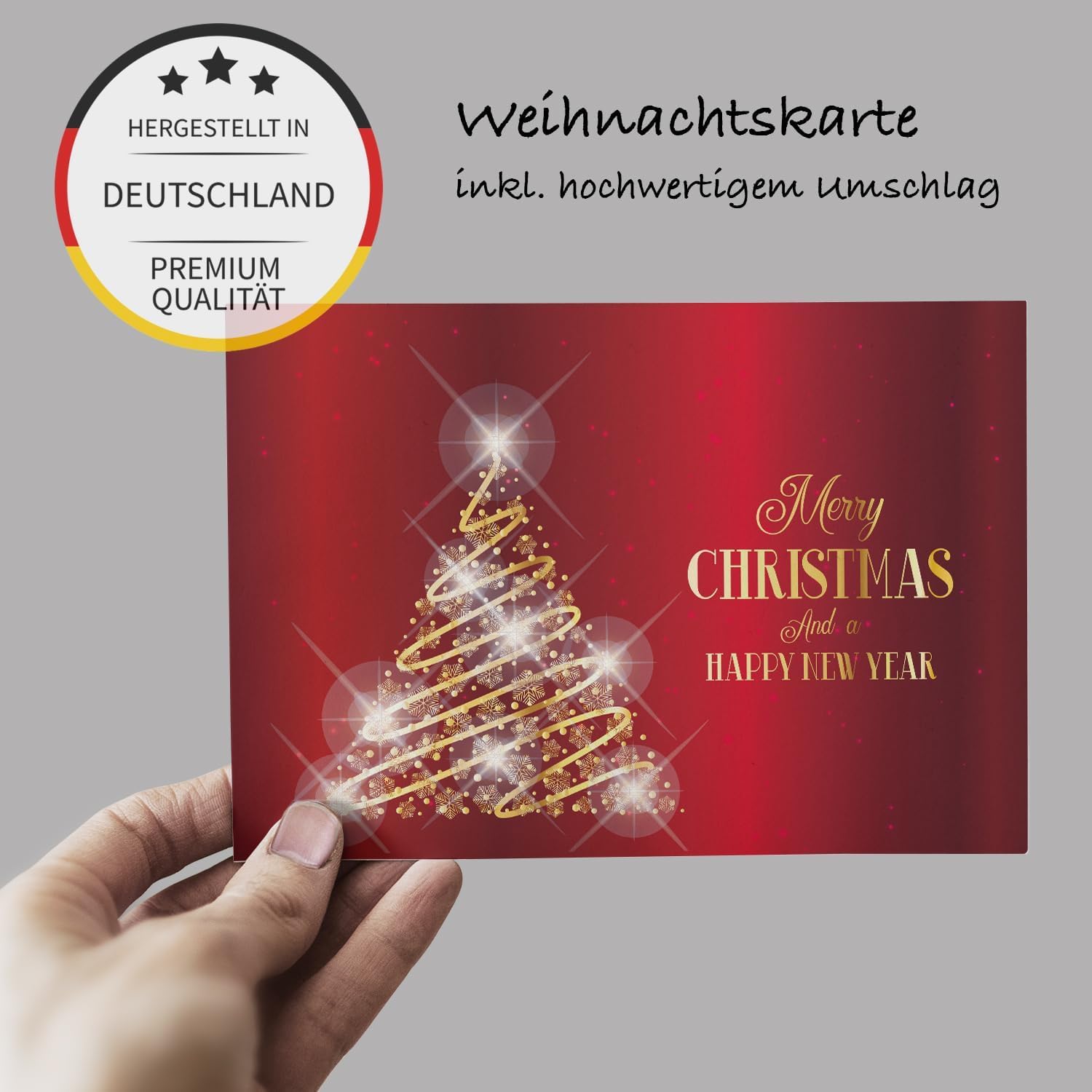 Lot de 30 cartes de Noël élégantes de qualité supérieure avec 30 enveloppes, 12 x 18 cm, cartes pliantes pour entreprises, cartes de Noël, merry christmas joyeux Noël