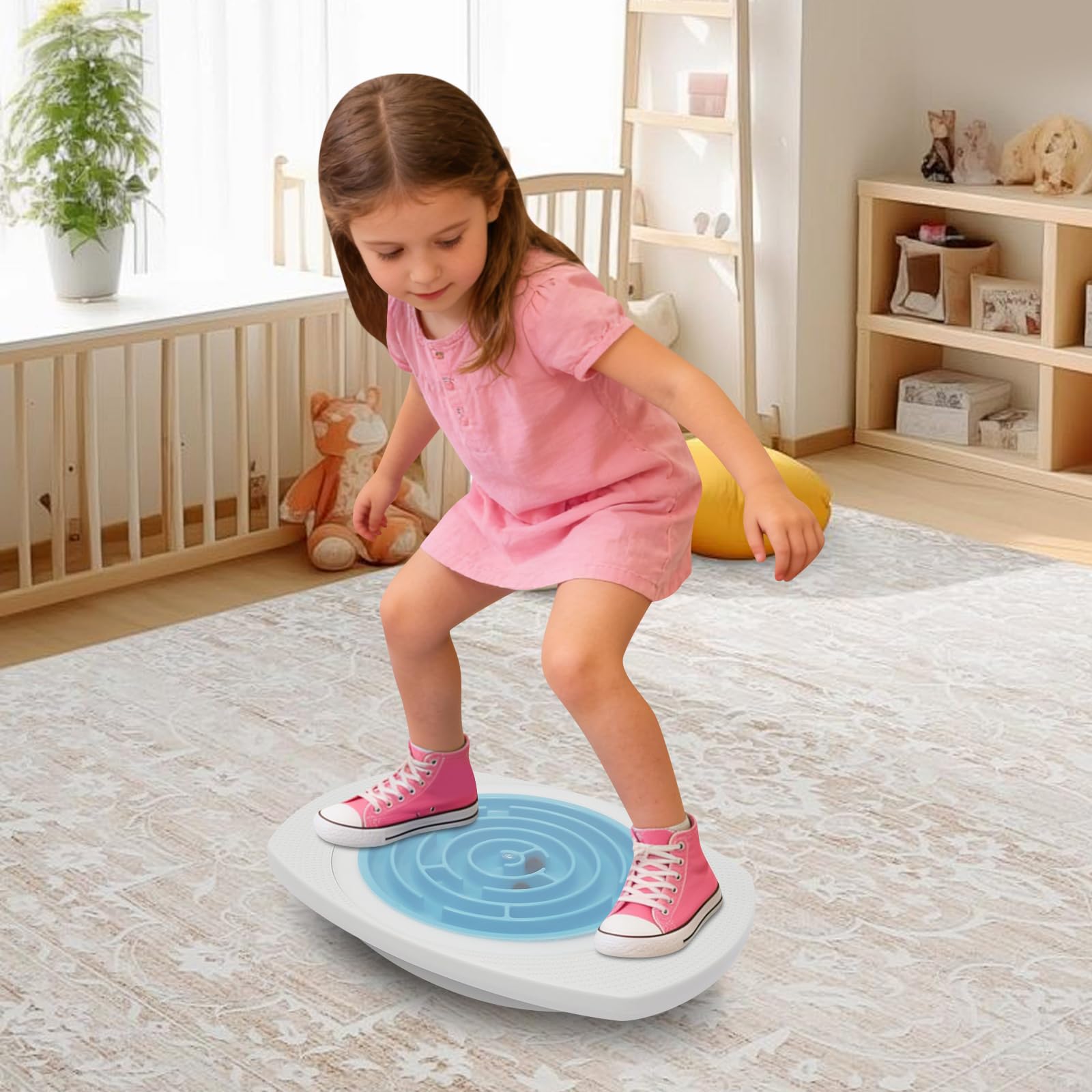 Kinder Balance Board mit Labyrinth, Geschicklichkeits- & Gleichgewichtstrainer ab 3 Jahren, fördert Motorik, Koordination & Konzentration, tragbar Balancierbrett für Zuhause & Schule, bis 80 kg