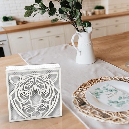 Miniatura 8 de Decorelax Servilletero de metal para el hogar cocina restaurante picnic organizador de papel de mesa con diseño de tigre dispensador vertical de