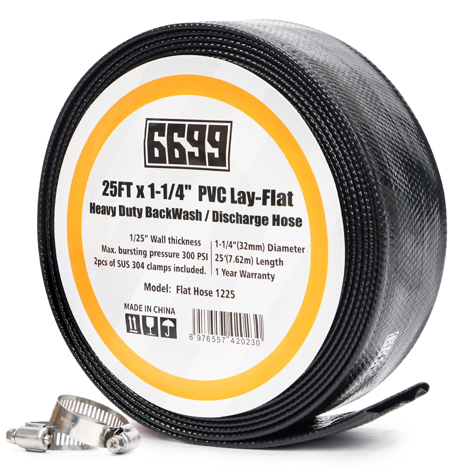 Discharge Hose 1-1/4Inch by 25-foot Sump Pump Hose