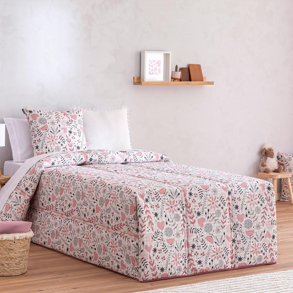 Lanovenanube Edredón conforter para dormitorios Juveniles e Infantiles, Meses de frío por su Relleno de 200 gr/m2. Medida para Cama de 105. Modelo Estampado Pia. 65% poliester/35% algodón