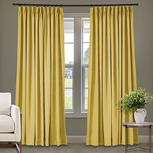 Miniatura 84 de Frelement Cortinas plisadas de lino de algodón extra anchas para oscurecer la habitación, 120 pulgadas de ancho x 96 pulgadas de largo, cortinas
