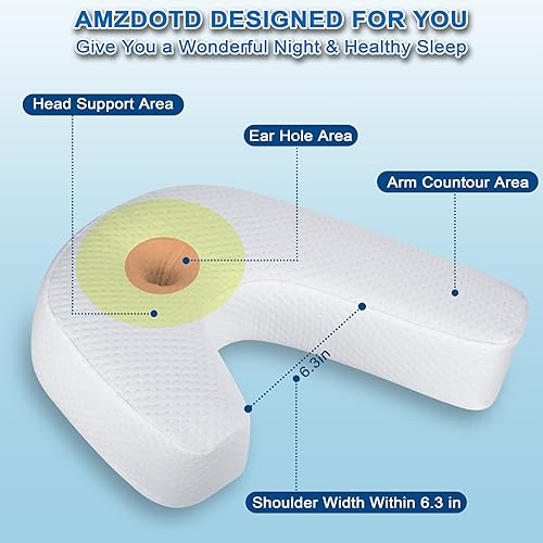 Miniatura 5 de AMZDOTD Funda de almohada de lado, extraíble lavable, solo funda de almohada (no incluye almohada de espuma viscoelástica, color azul)