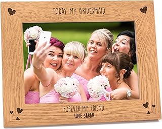 Today My Bridesmaid Forever My Friend ENGRAVED PERSONALISED Frame - Wedding Thank You Gift - Special Present for Flower Girl, Maid of Honour, Usher, Page Boy