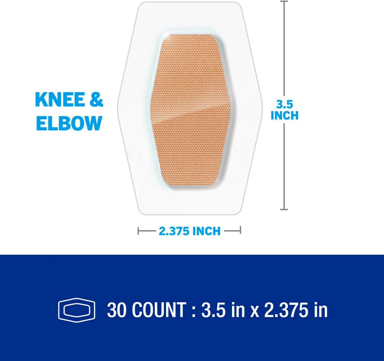 Nexcare Waterproof Clear Bandages for Knee and Elbow, Stays On Skin in The Bath, Shower Or Pool, 2.38 x 3.5 in, 30 Count (Pack of 2)