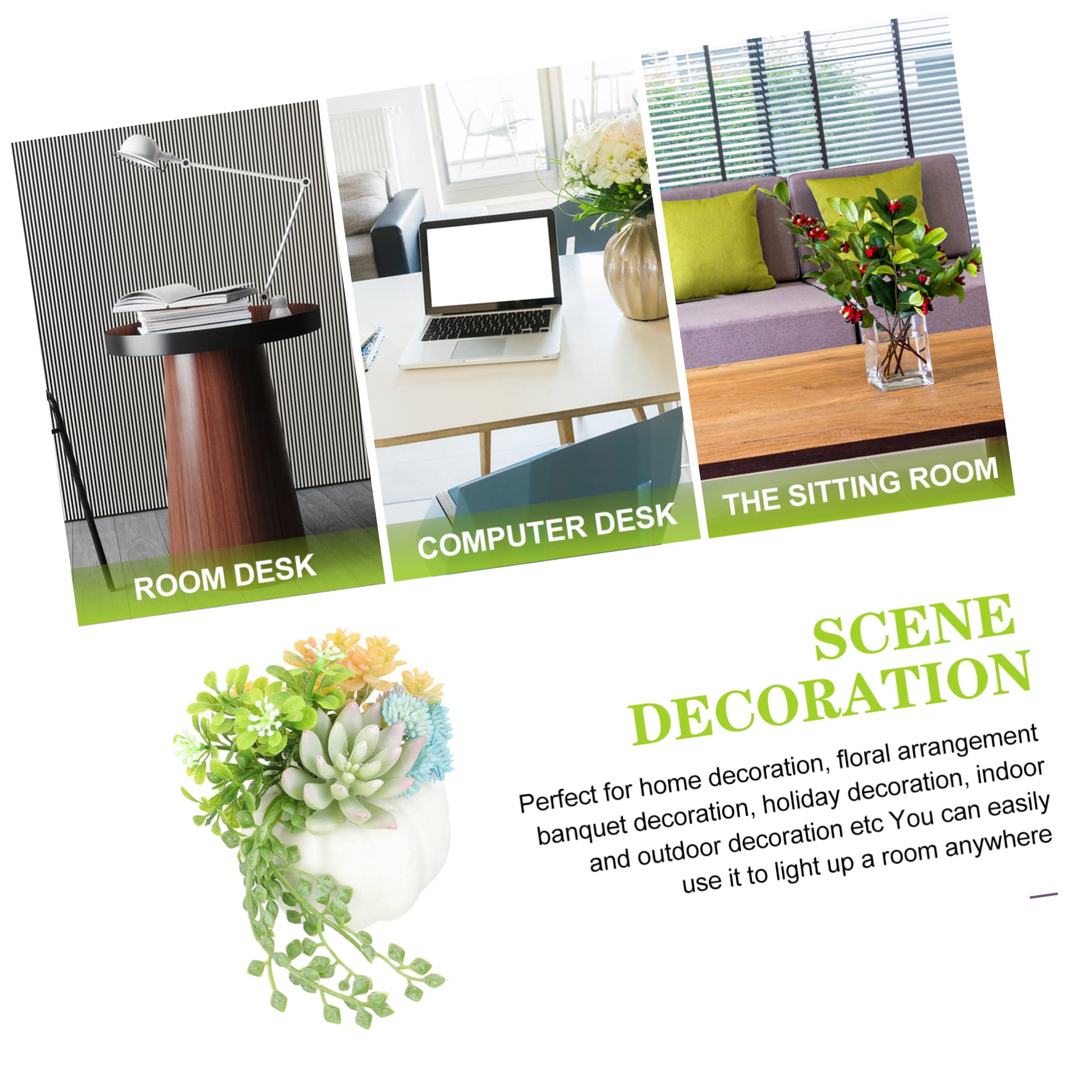ORFOFE 4stücke Künstliche Sukkulente Bonsai Im Kürbis-Design Dekorative Pflanze Für Schreibtisch Und Wohnzimmer Pflegeleicht Lebendig Vielseitig Einsetzbar Büros Hotels Und