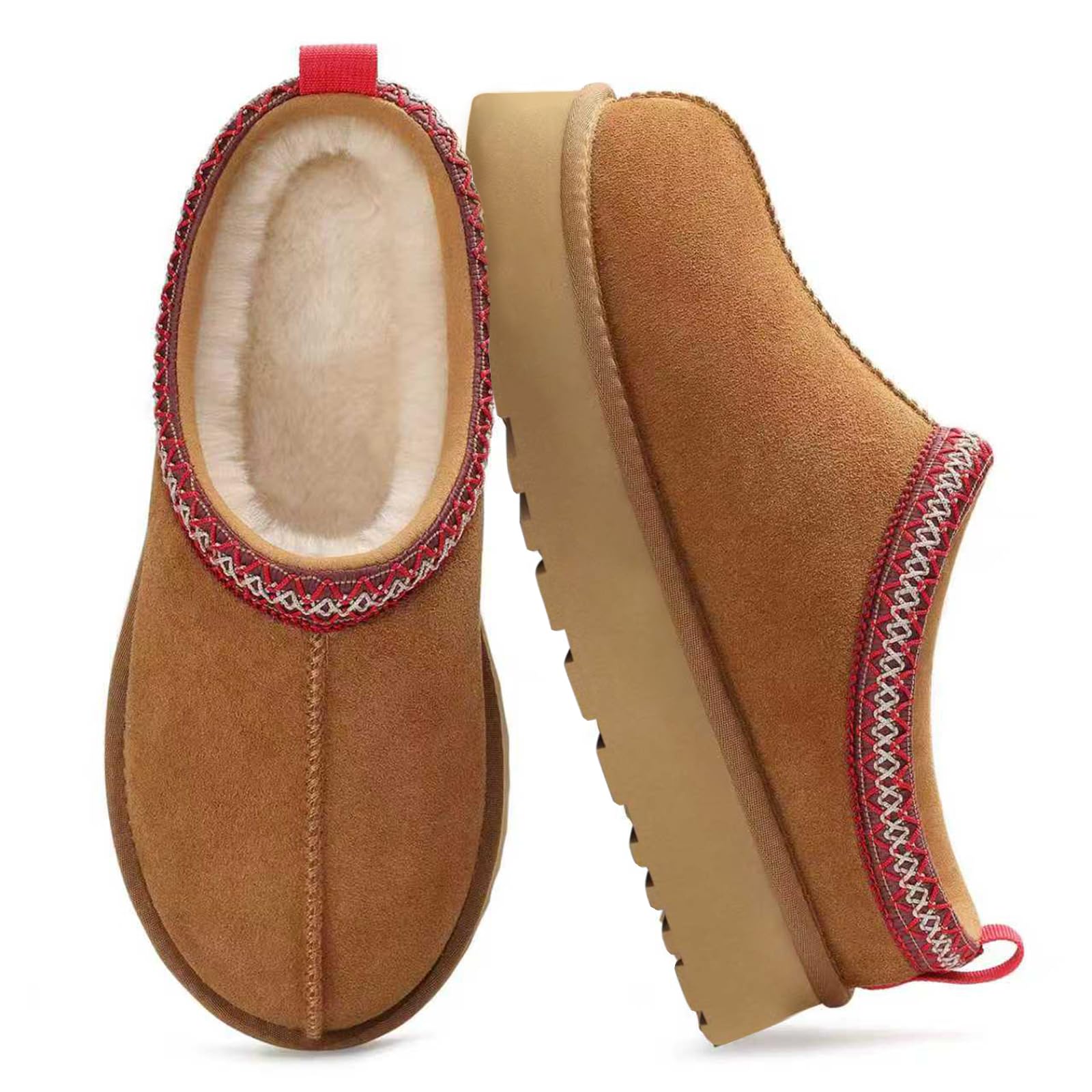 Womens Slippers Platform Mini Boots Short Ankle Boot Fur Fleece Lined House slippers Anti-Slip Boot For Outdoor