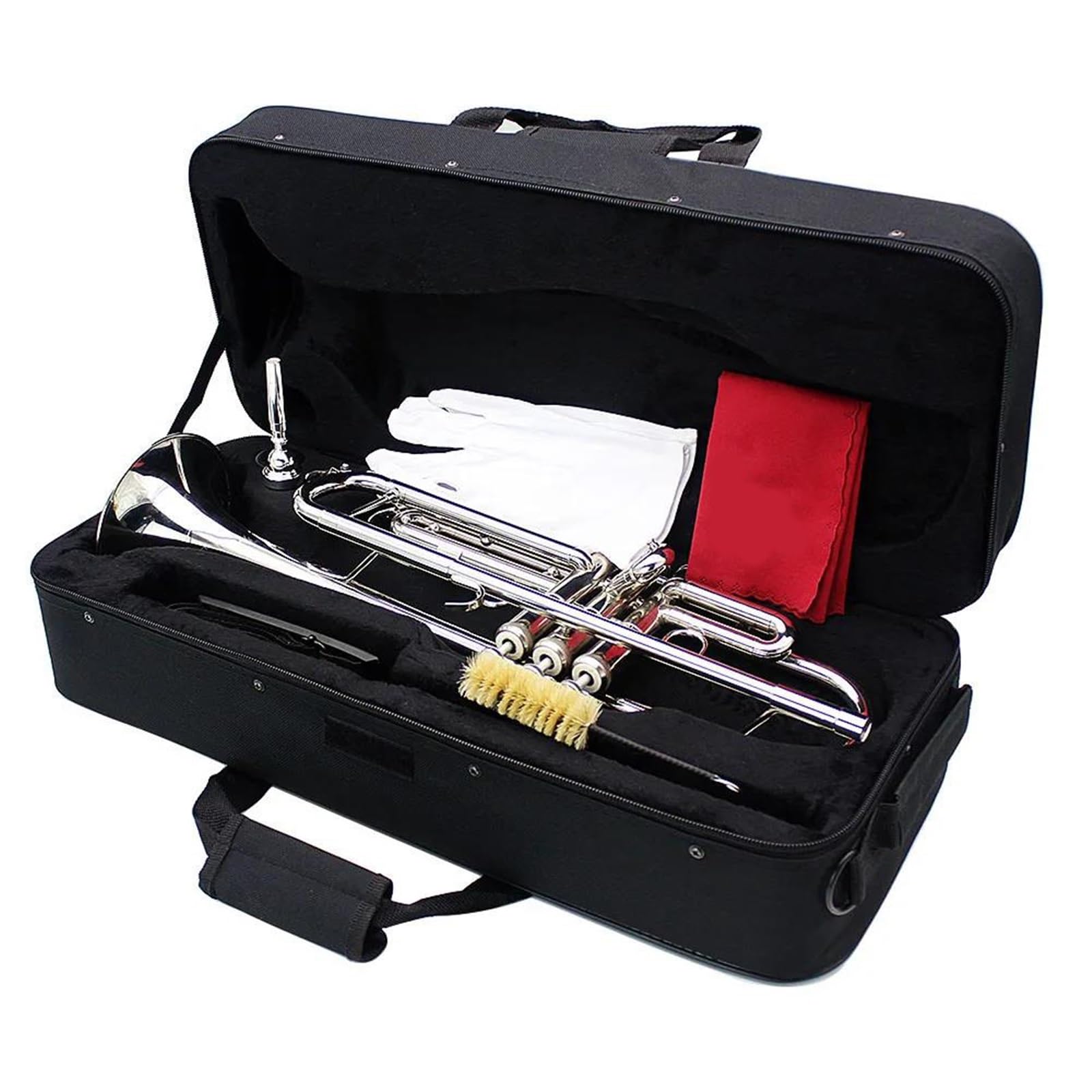Zestaw instrumentów dętych blaszanych trąbka Profesjonalny Instrument Dęty Blaszany Bb Z Ustnikiem Rękawiczkami Ściereczką Do Czyszczenia Paskiem I Akcesoriami