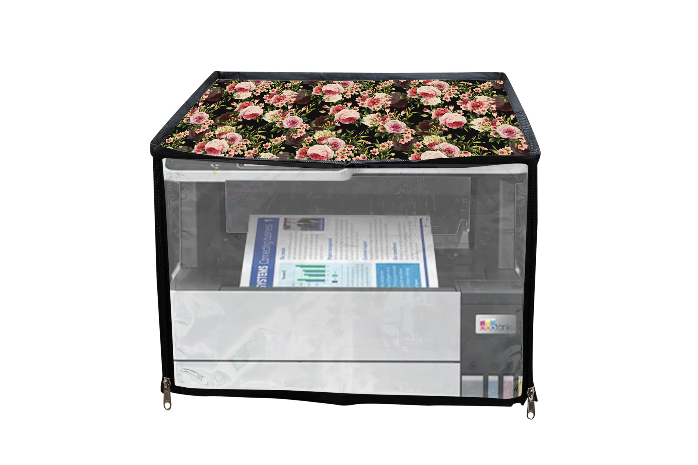 JMT Printer Cover Suitable For Epson Eco Tank L6490 Printer (Black Rose Print)-image-32