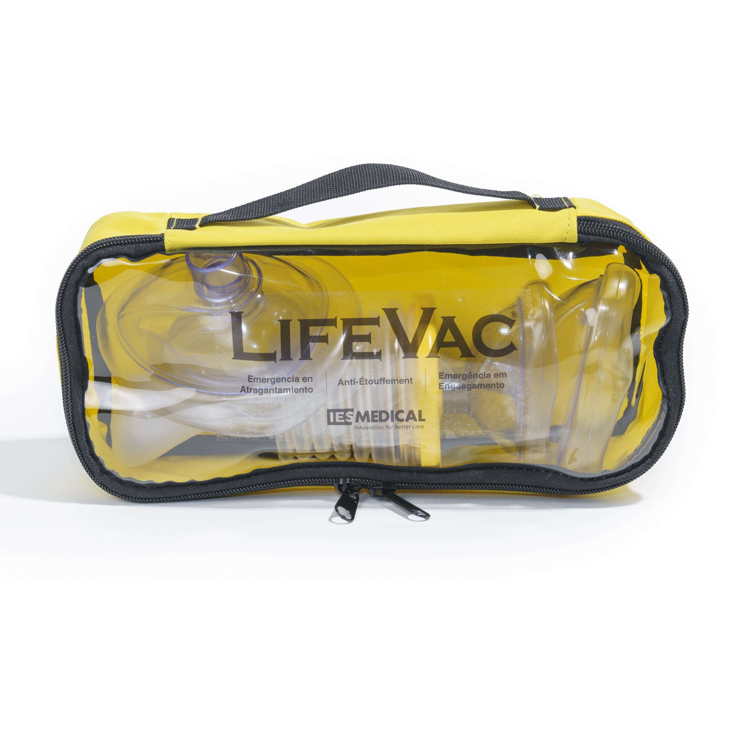 LifeVac® Kit de Viaje, Equipo de Primeros Auxilios, Antiatragantamiento para Adultos y Niños, Antiasfixia, Eficacia demostrada salvando numerosas vidas, Incl. 4 Mascarillas y Bolsa de Transporte