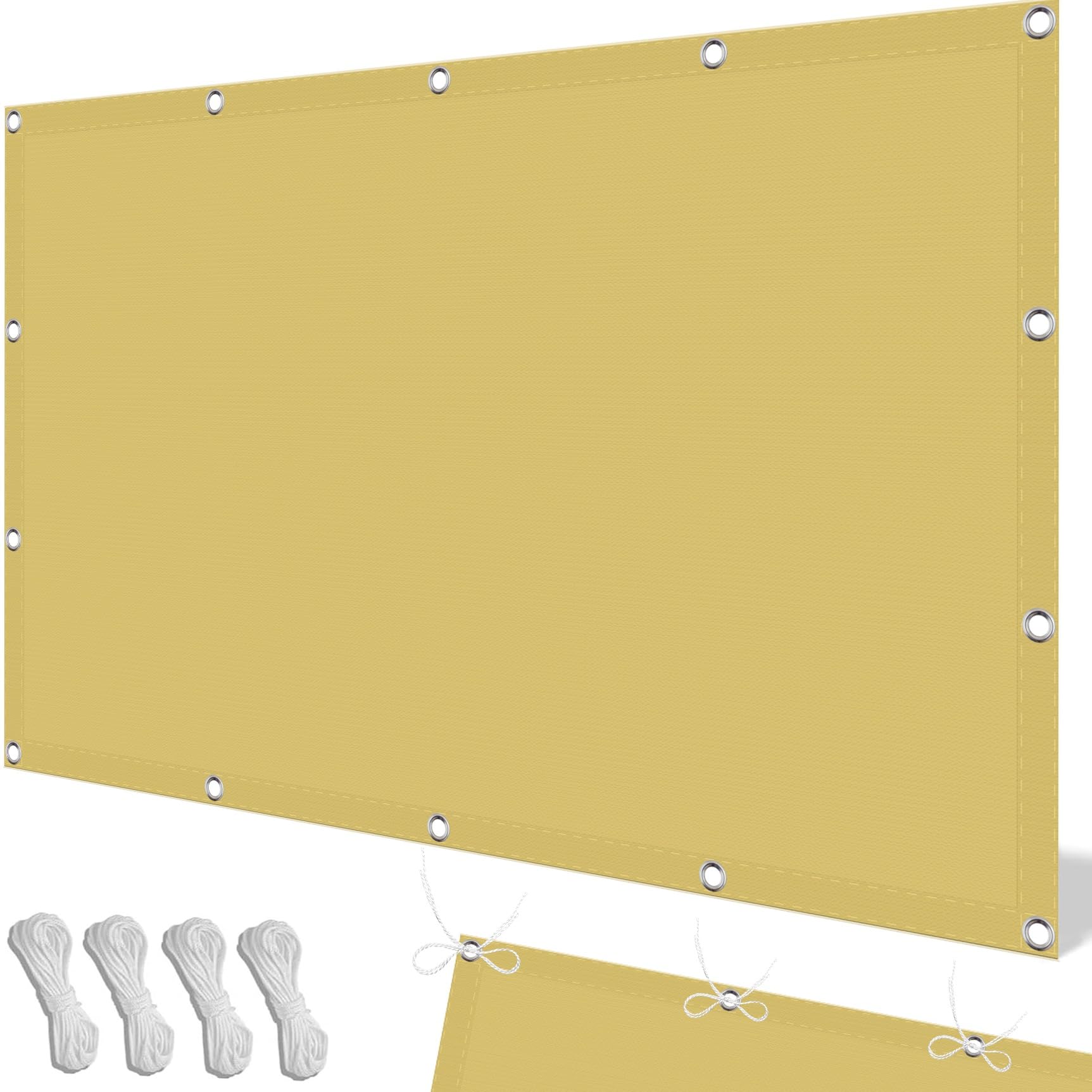 Żagiel Przeciwsłoneczny 240 x 350 cm 98% Odporności Na Promieniowanie Uv, Wiatroszczelność, Wodoodporność, Osłona Ogrodowa Z Siatki, Na Zewnątrz, Do Ogrodu, Piaskowy żółty