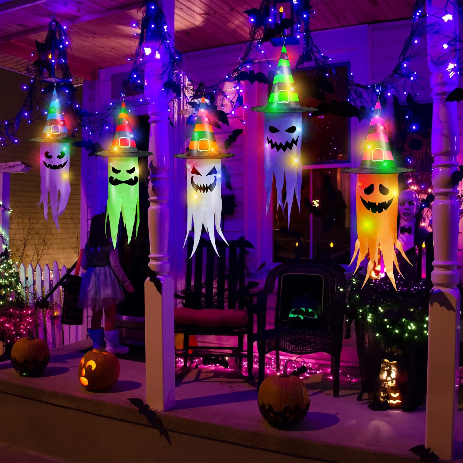 3 PCS Fantome Halloween Decoration Exterieur, 65 Cm Sorcière