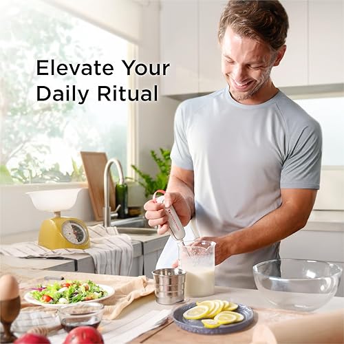 Miniatura 6 de Kitchen Mama Silkwhisk Espumador eléctrico de leche de mano mini mezclador de bebidas, acero inoxidable, máquina de espuma fría, varita espumadora