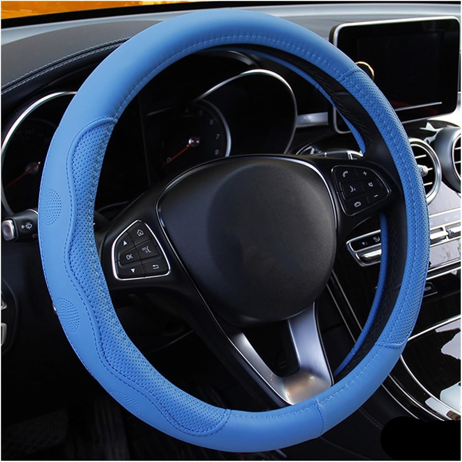 Wheel Protector Cover Car Steering Wheel Cover Volant Braid On The Steering-Wheel Funda Volante Auto Styling Steering Protective Case Cover(Blue)