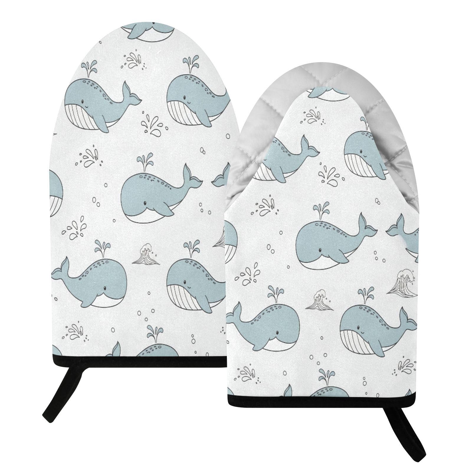 BURSTDDY Whales Oven Mitt,Heat Resistant Kitchen Mitts for Cooking