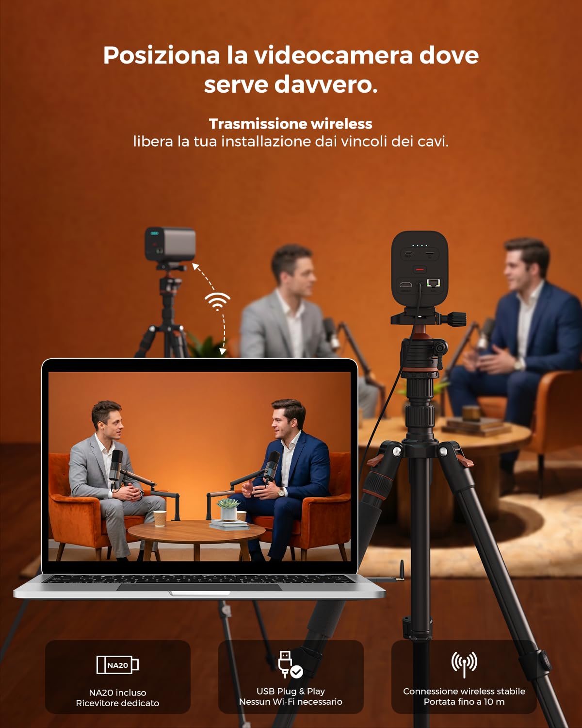 NearStream VM20 Pro Telecamera Streaming4K Zoom Ottico 10X USB-C/RJ45/HDMI