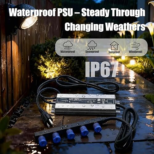 Miniatura 2 de Fuente de alimentación impermeable de 24 V compatible con iluminación exterior Philips Hue - 120 W, 24 V, salida de 5 cabezales, adaptador de