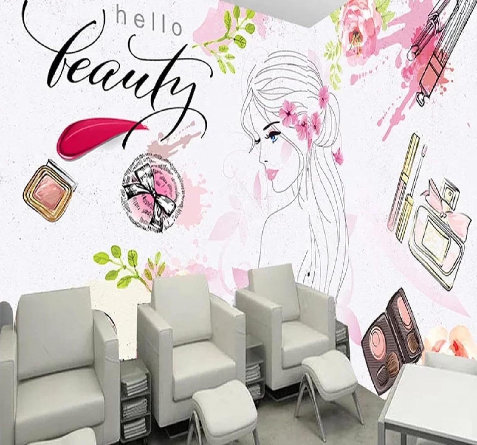 XLMING Brick Wall Graffiti Beautiful Woman Cosmetics Beauty 3D Wallpaper Luxury Home Dining Decor Paste Sofa Living Room The Wall for Bedroom Mural-400cm×280cm