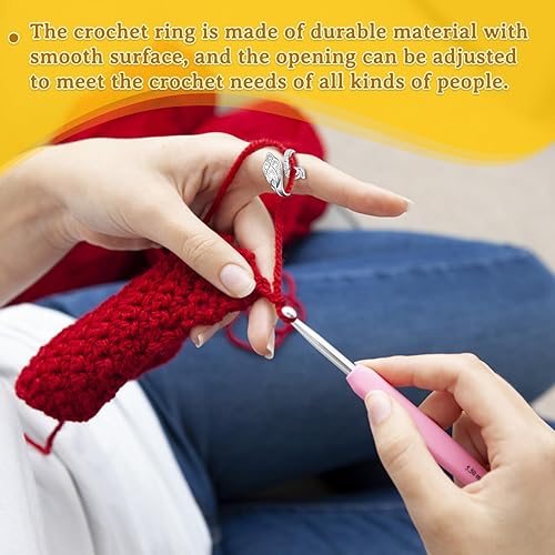 Miniatura 6 de Yizzvb 3 anillos de ganchillo + 30 marcadores de puntada, juego de accesorios de punto y ganchillo, anillos de tensión ajustables para hilo de dedo,