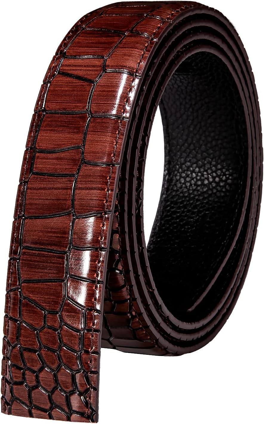 Dubulle Men's Belt Business Only Strap Replaceable Match Slide Buckle 35mm 1 3/8 Adjustable Cuttable Strap