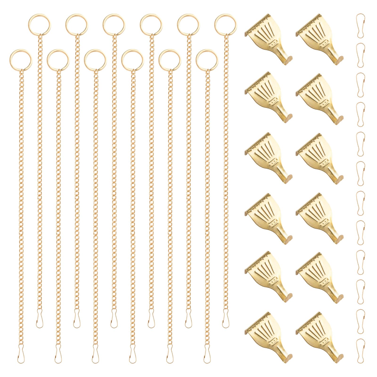 UFURMATE Picture Hanging Kit 12Pcs Picture Rail Hooks & 12Pcs Chains, Metal Rail Hanging Hooks Picture Display Hanging System for Wall Picture, Exhibition(Gold,1M)