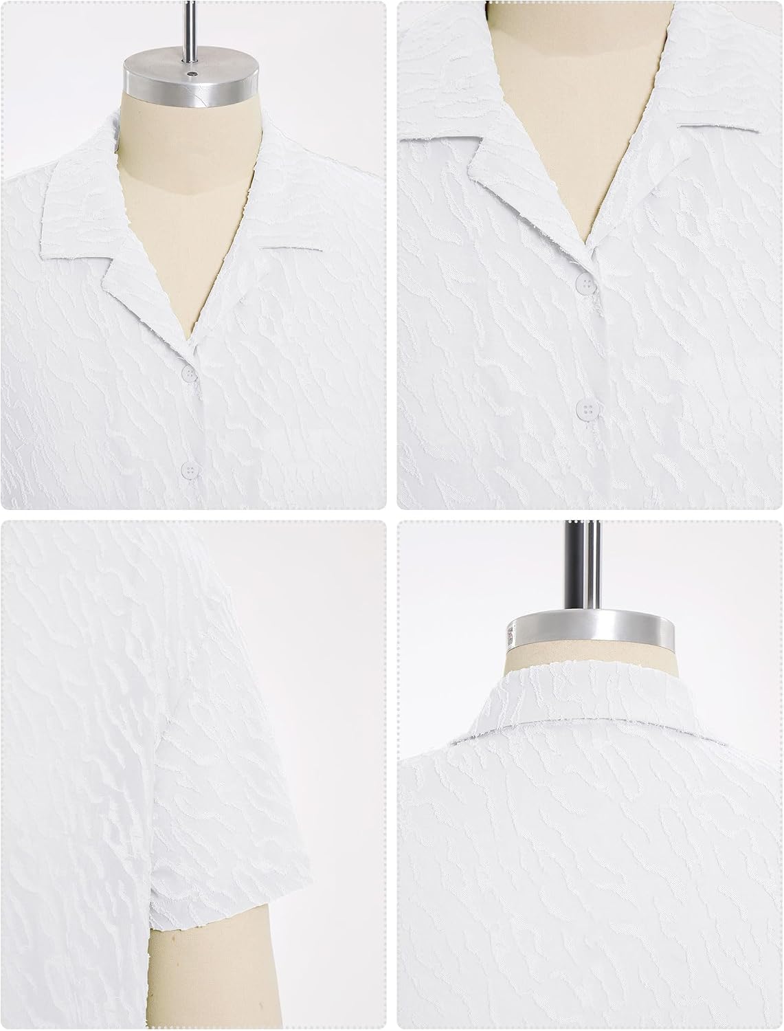ODIZLI Men's Semi-Sheer Texture Camp Collar Shirt - Lightweight Breathable Short Sleeve Button Up Shirt for Summer Vacation