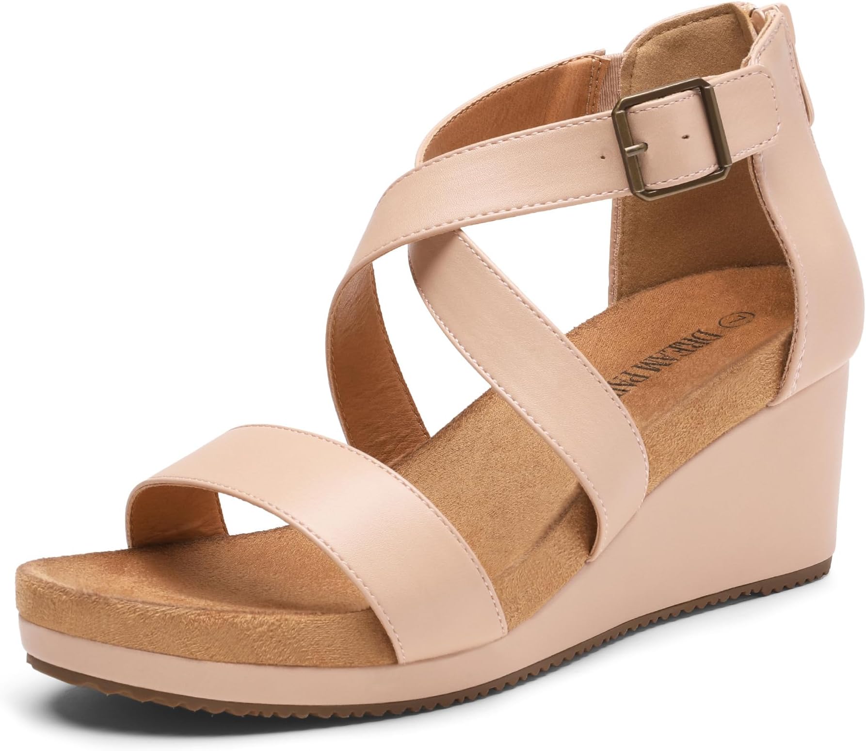 Women's Open Toe Buckle Ankle Strap Summer Platform Wedge Sandals