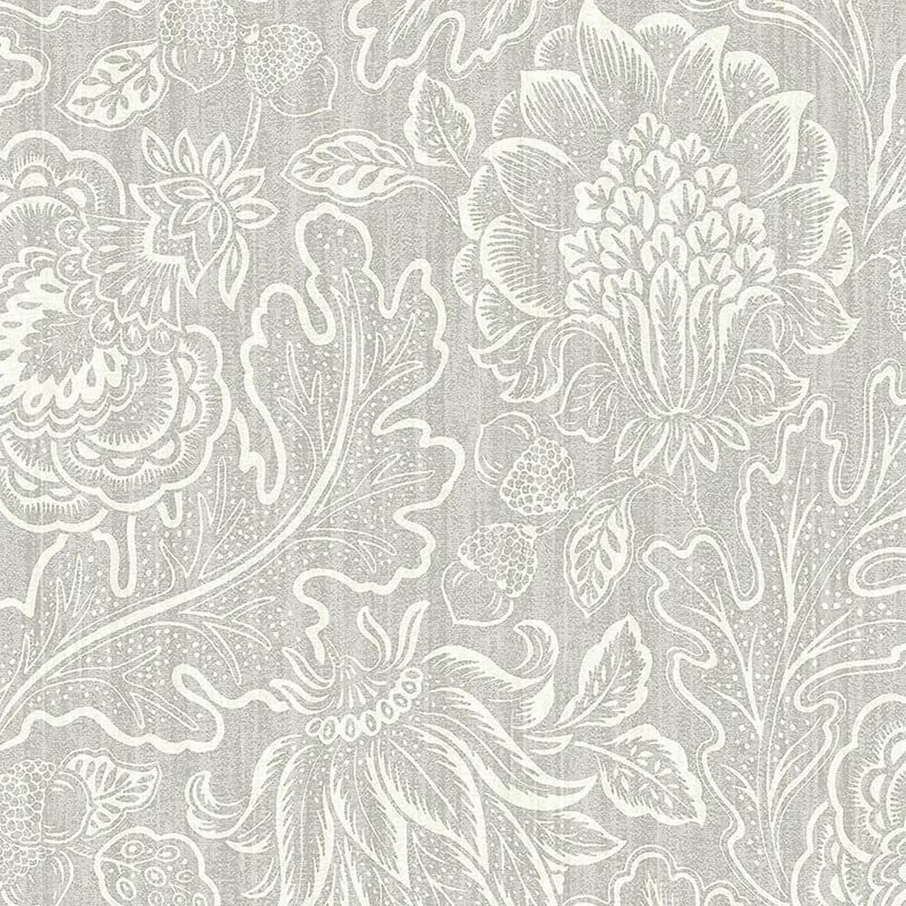 Belgravia Decor Grey Belgravia Giovanna Floral Trail Wallpaper - Modern Wallpaper For Living Room, Bedroom, Fireplace - Decorative Luxury Nature Wall Paper With Floral Details, Leaves, Flowers & Textured Finish (Grey)