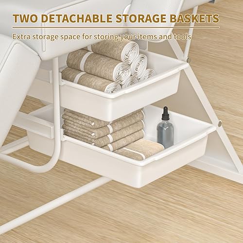 Miniatura 3 de Silla de cama de tatuaje para clientes, cama facial ajustable, silla de spa multiusos con taburete para esteticista profesional, masaje facial,